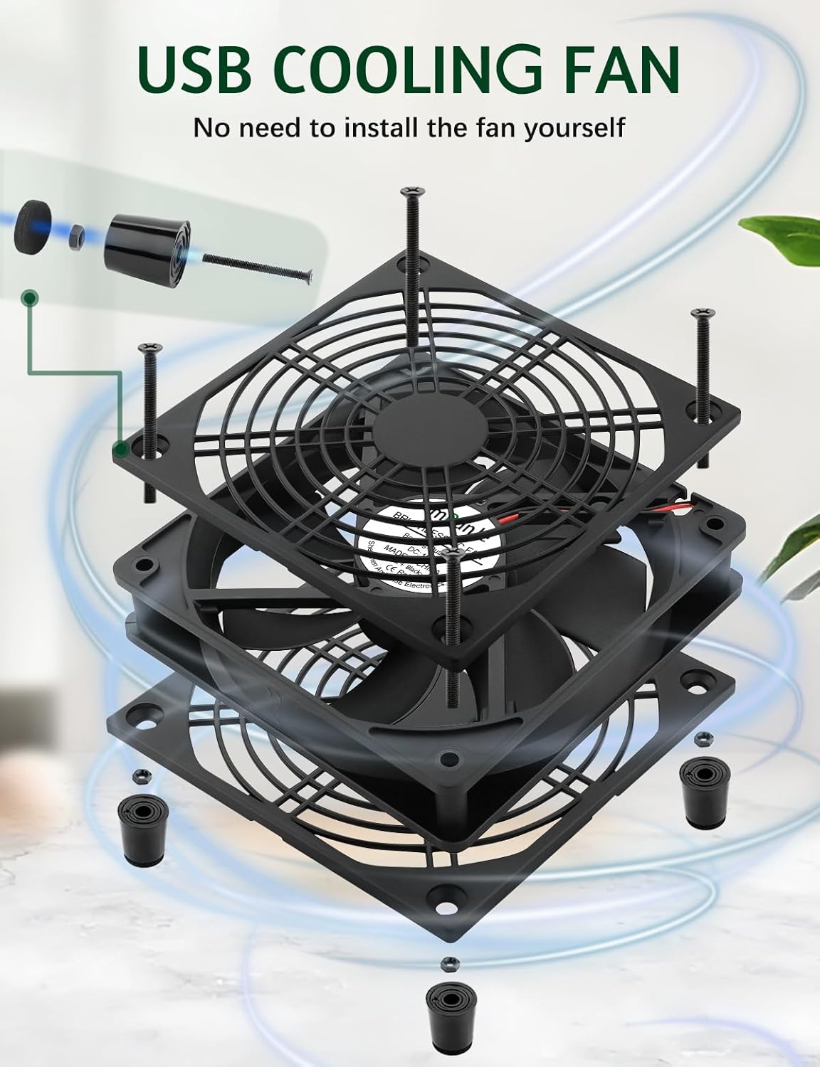 USB 120mm Computer Cooling Fan 5v 3 Speed Controller | Electronics Cooling Pad for Router Xbox PlayStation Receiver DVR T-Mobile 5G Home Internet Gateway Modem Mini PC