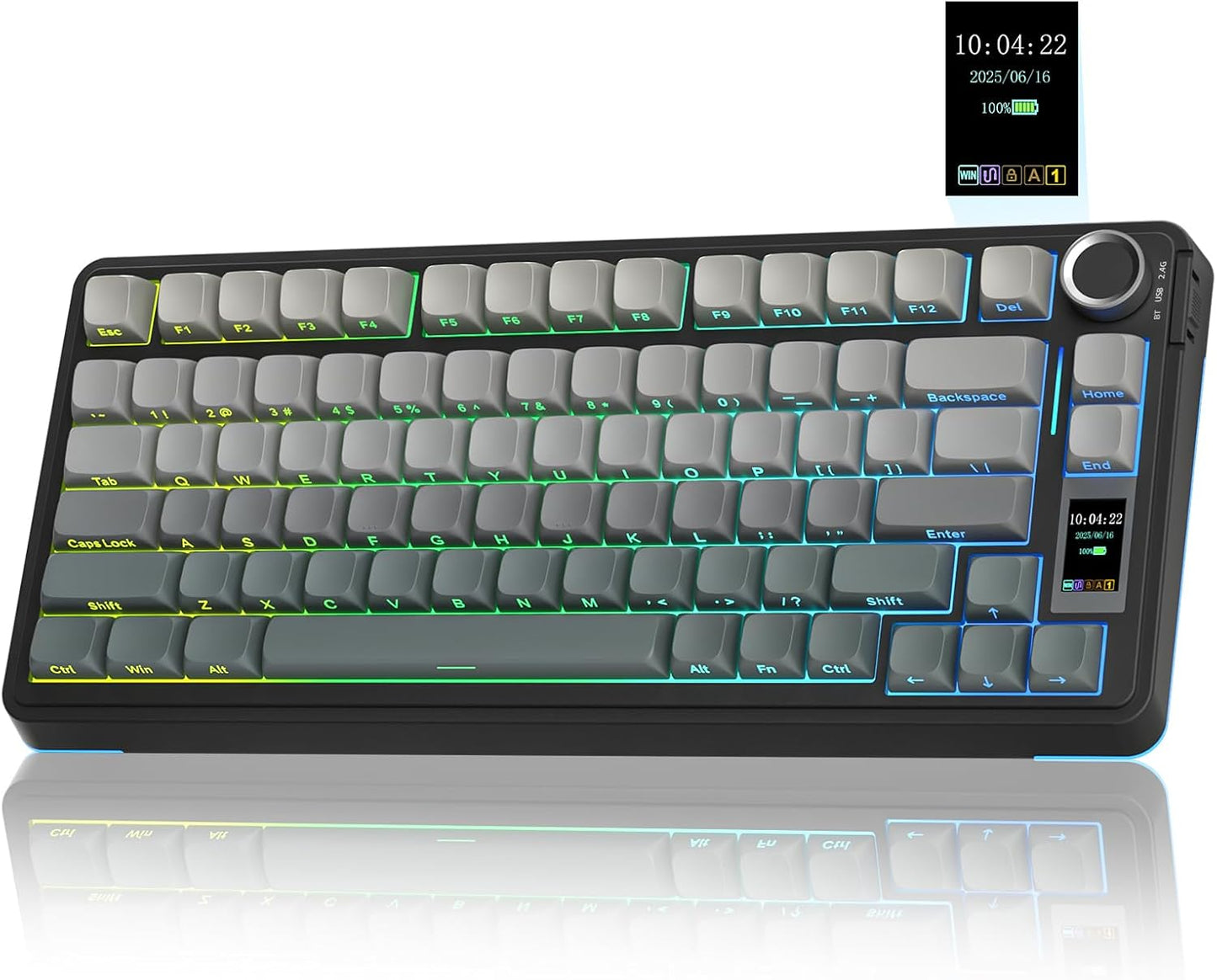 AULA S75 PRO Wireless Mechanical Keyboard with Screen&Knob, Tri-Mode Hot Swappable Gaming Keyboard 75%, Pre-lubed Switches, RGB Backlit, Side Printed PBT Keycaps, Creamy Sounding Computer Keyboards