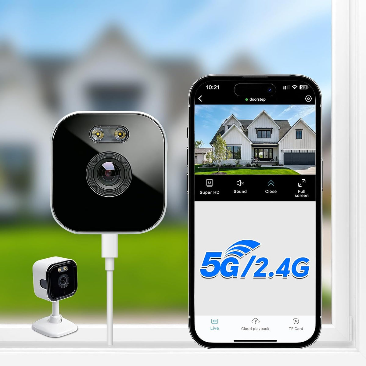 2K 3MP Window Camera, Indoor Cameras for Home Security, 2.4GHz & 5GHz WiFi