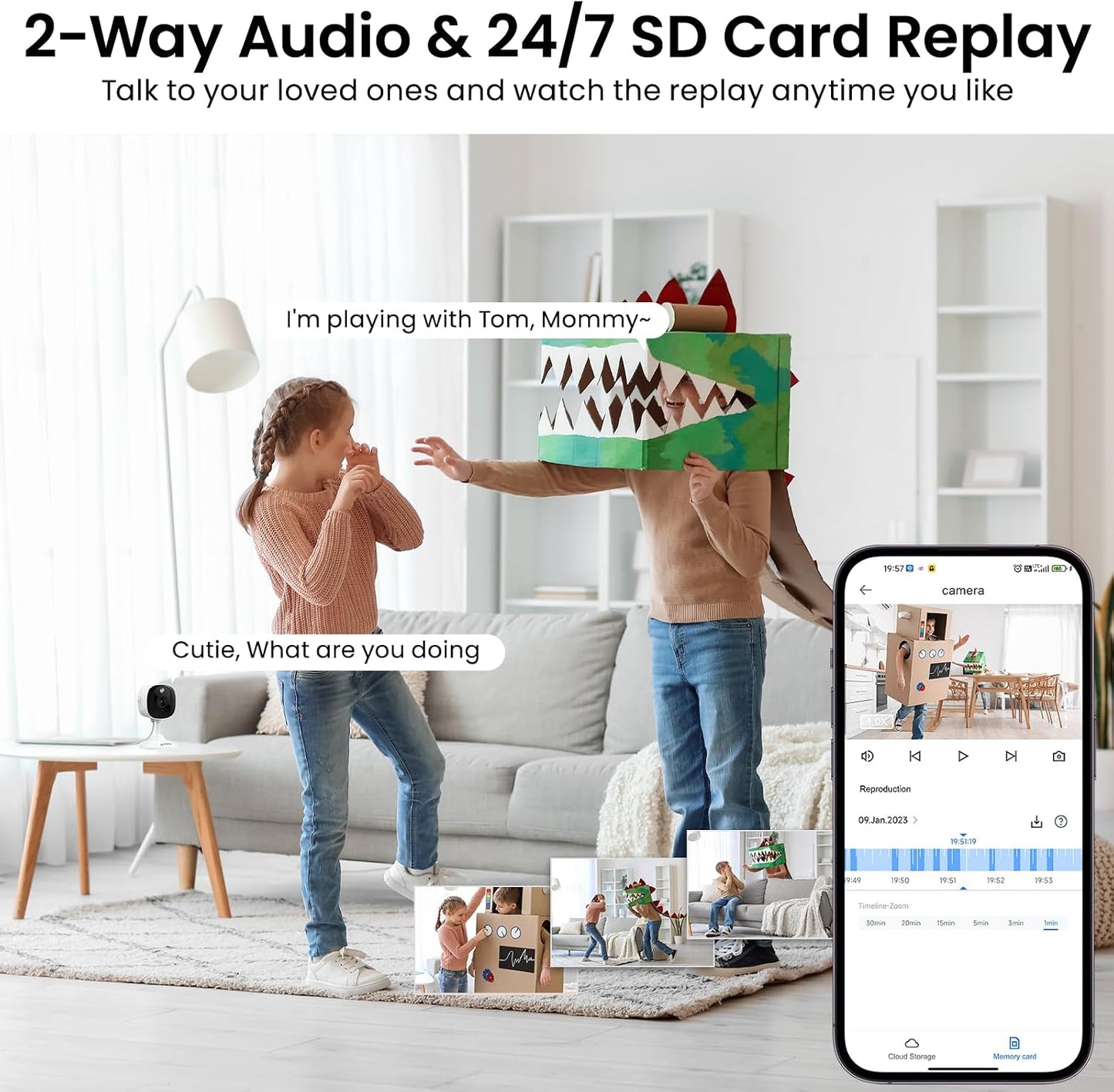 AOQEE 2K Cameras for Home Security, Indoor/Outdoor, Full Color, C1 2Pack | 2.4G Wired Outdoor/Indoor Camera for Dog/Cat/Pet/Baby, Color Night Vision, Home Security with White Light, 24/7 TF Recording