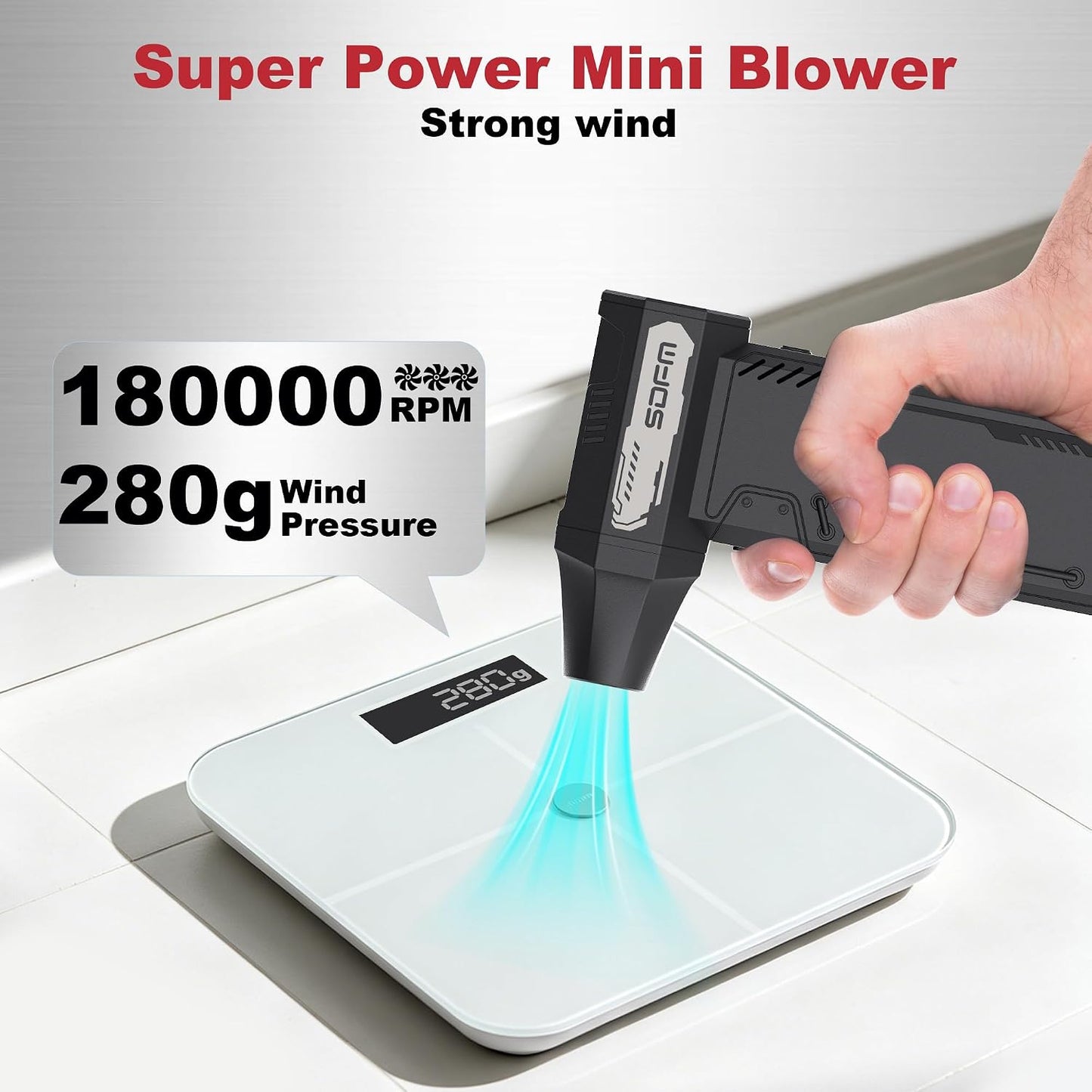Compressed Air Duster,180,000RPM High Speed brushless Motor Mini Blower | 3-speed adjustable electric air duster with multiple nozzles , for cleaning car, keyboard, computer, home and outdoor.