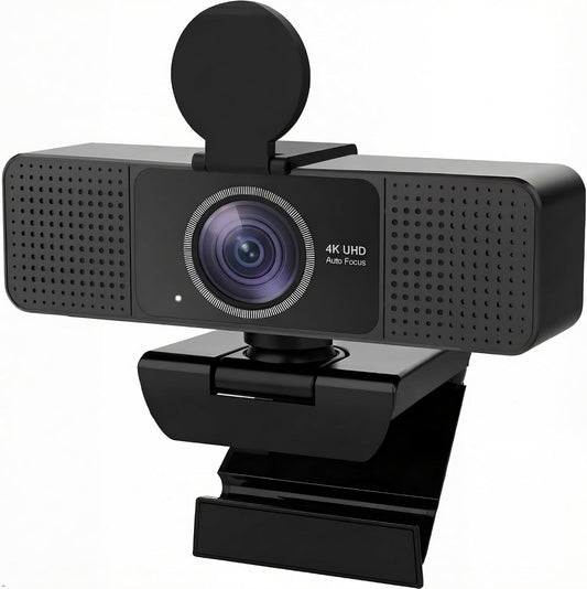 4K Webcam for PC with Dual Microphones,UHD 30fps Web Camera,Autofocus USB Webcam with Privacy Cover,Tripod, Plug & Play Camera for Zoom, Teams, Skype, Streaming, Laptop & Desktop