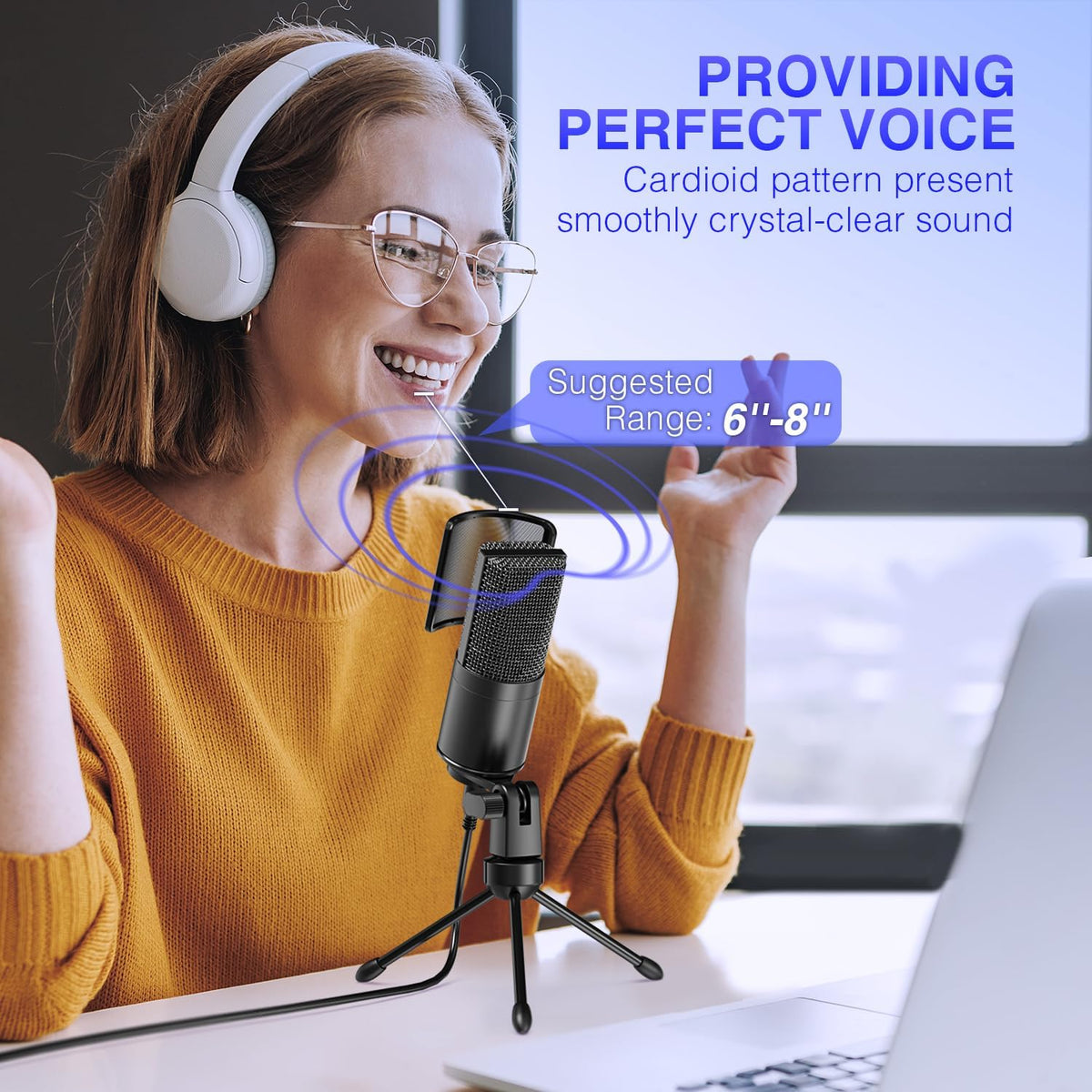 FIFINE K669PRO1 USB Podcast Microphone for Vocal Recording Video | PC Condenser Mic for Streaming, Mute Button, Gain Knob, Sturdy Tripod Stand, Gaming, Meeting, Windows/Mac OS