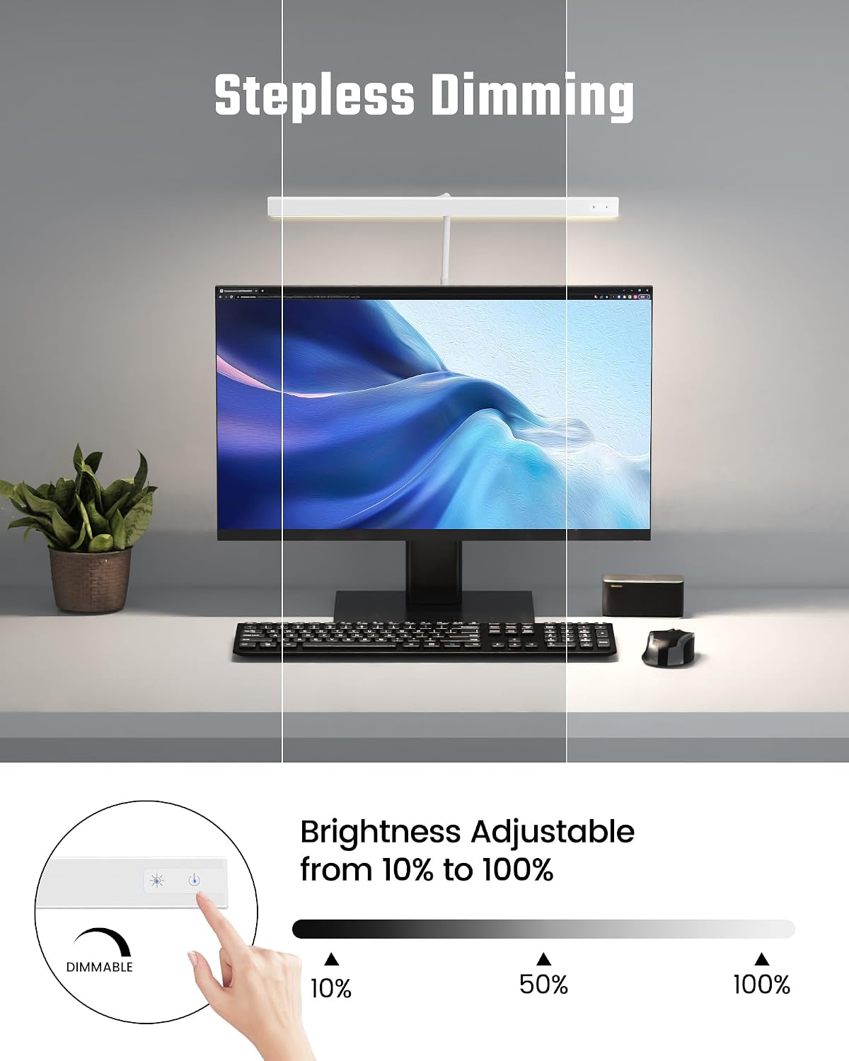 SUPERDANNY LED Desk Lamp for Office Home, 12W Eye-Caring Light with Clamp