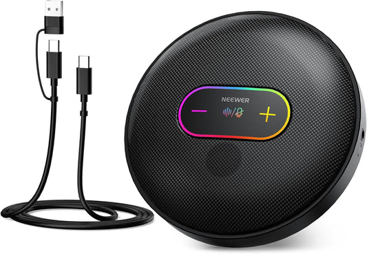 NEEWER UM04 USB Microphone, AI Cancelling Desktop Omnidirectional Condenser Mic with 48KHz/24Bit Mute for Online Meeting Recording Skype Teaching Windows Computer Laptop PC Mac Phone (Not Speaker)