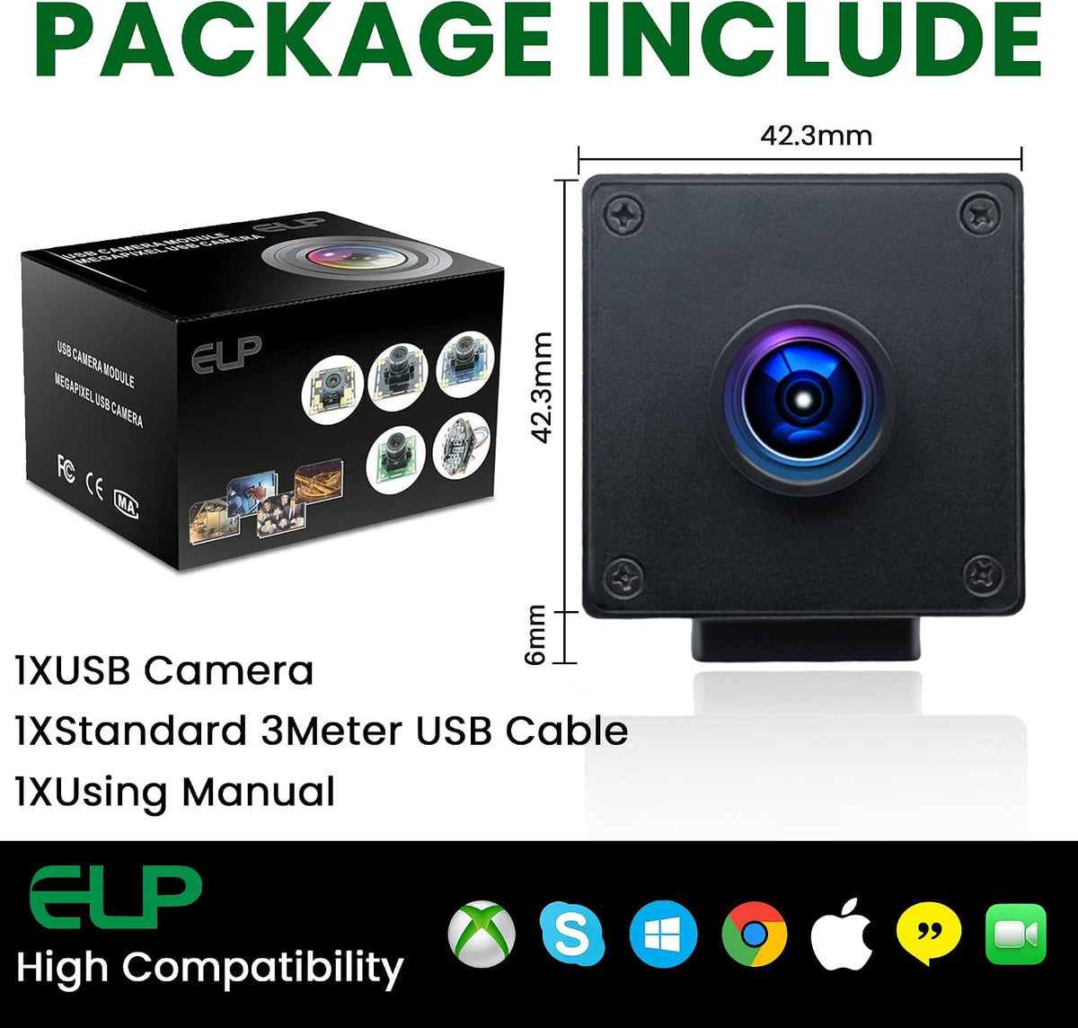 ELP Global Shutter USB Wide Angle Webcam for Computer 1080P 90fps Lightburn Camera for Laser Engraver USB2.0 PC High Frame Security Camera for Raspberry Pi (110 Low Distortion Lens)