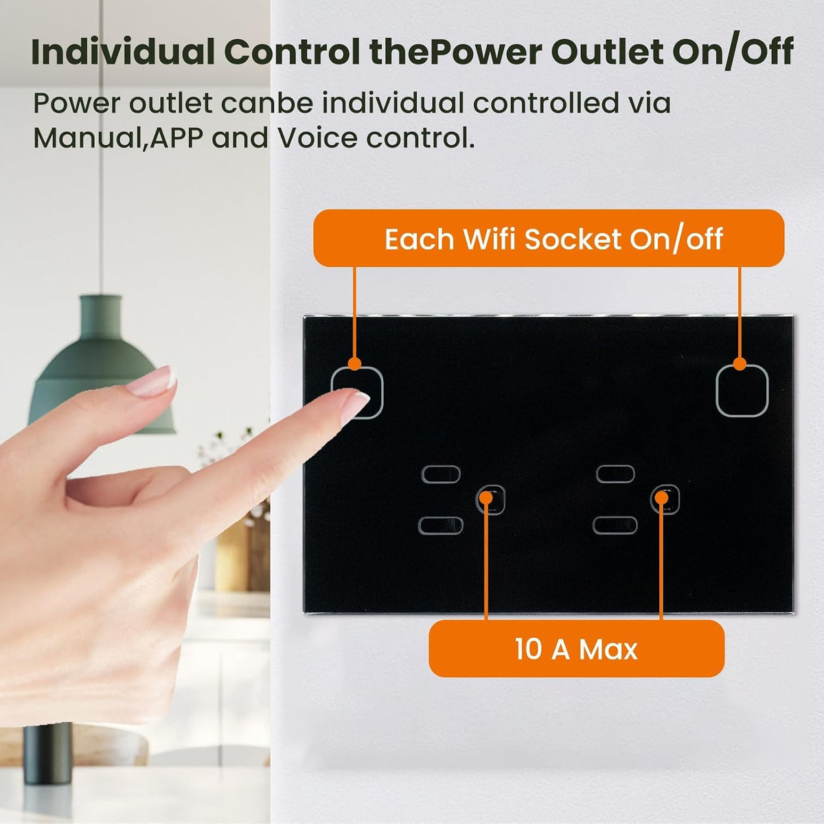 Smart Plug Energy Monitoring,Wi-Fi in Wall Outlet,Black