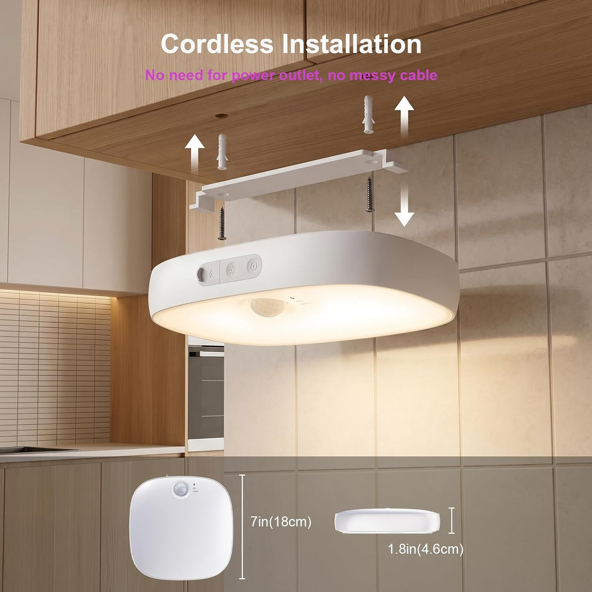 NARUNDREN 2 Pack IP65 Motion Sensor Shower Ceiling Light 10000mAh 18 Colors