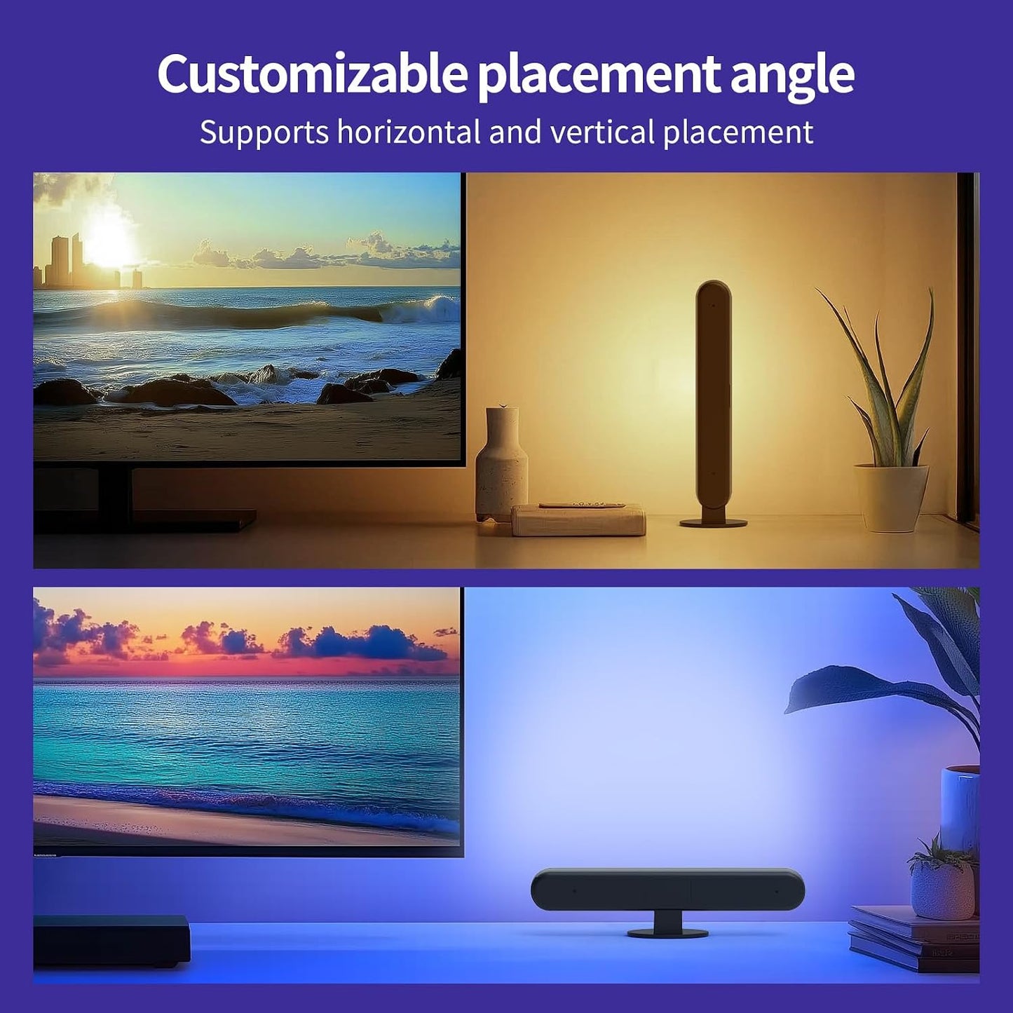 Smart Light Bars, RGB LED Streaming Light with Music Sync, Bluetooth RGB-ICW Desk Light, Gaming Lights for PC, TV, Mood Lighting, USB Powered for Room Decoration.