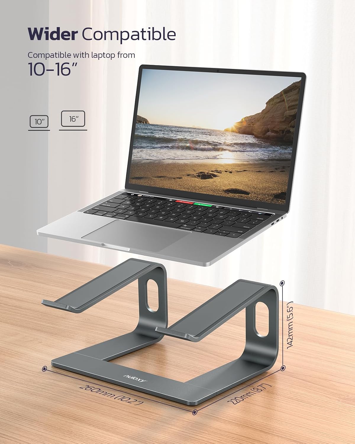 Nulaxy Full Aluminum Laptop Stand, Stable Support to 22 lbs, Open Cooling