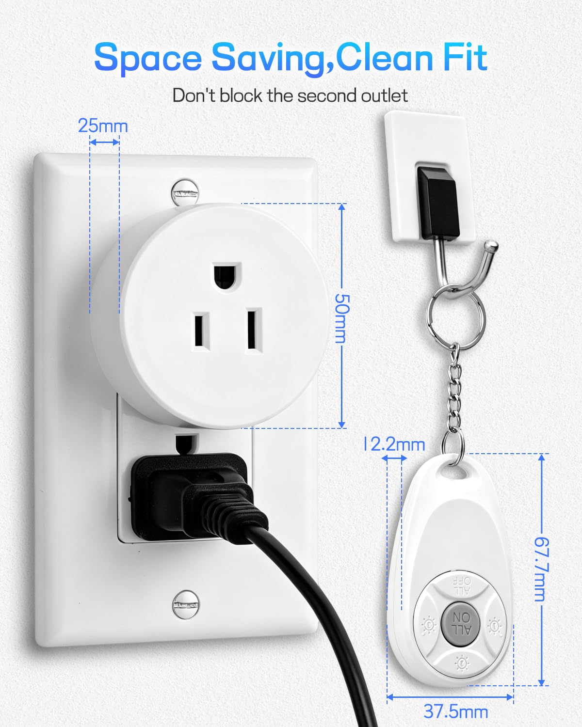 Remote Control Outlet,Greencycle 2 Remote Light Switches and 1 Plug,Wireless Light Switch,500ft Range,No Wiring Needed,15A/1875W for Household Appliances,FCC Certified,White