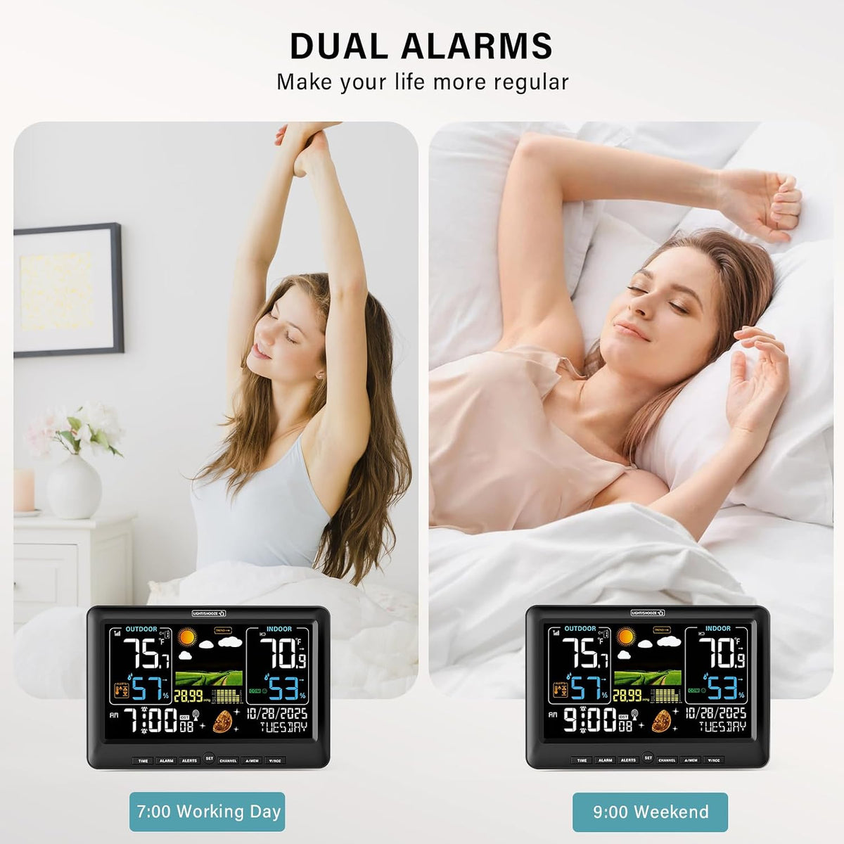 BluSon Weather Station Wireless Indoor Outdoor Thermometer with 2 Sensors