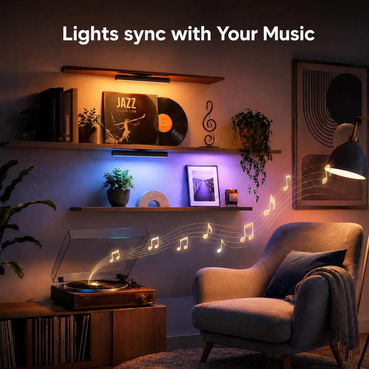 TJOY Smart Wi-Fi Light Bar, Compatible with Alexa&Google Assistant, Gaming Desk Lights with Music Sync&Scene Modes, RGB TV Light Bar, Mood Lighting for Game, PC, Monitor (2.4GHz WiFi only)