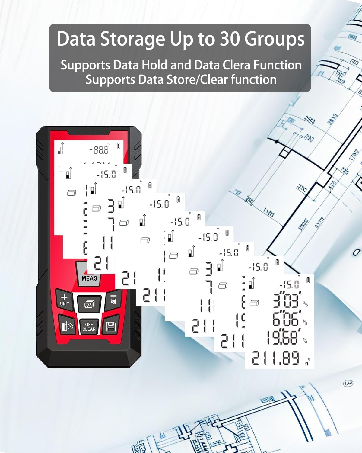 Laser Measuring Tool, 492Ft/150M Laser Measure Tool with ±1/25" Accuracy, IP54 Laser Distance Meters with Multiple Measurement Mode for Architect Contractor, Laser Measurement Tool for Father Husband