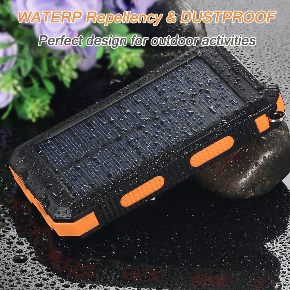 YELOMIN 38800mAh Solar Power Bank, Portable Charger USB-C Fast Charging Compatible with iPhone Samsung, Dual LED Flashlight Battery Pack, 3 Output Backup Charger for Camping Hiking Outdoor Emergency