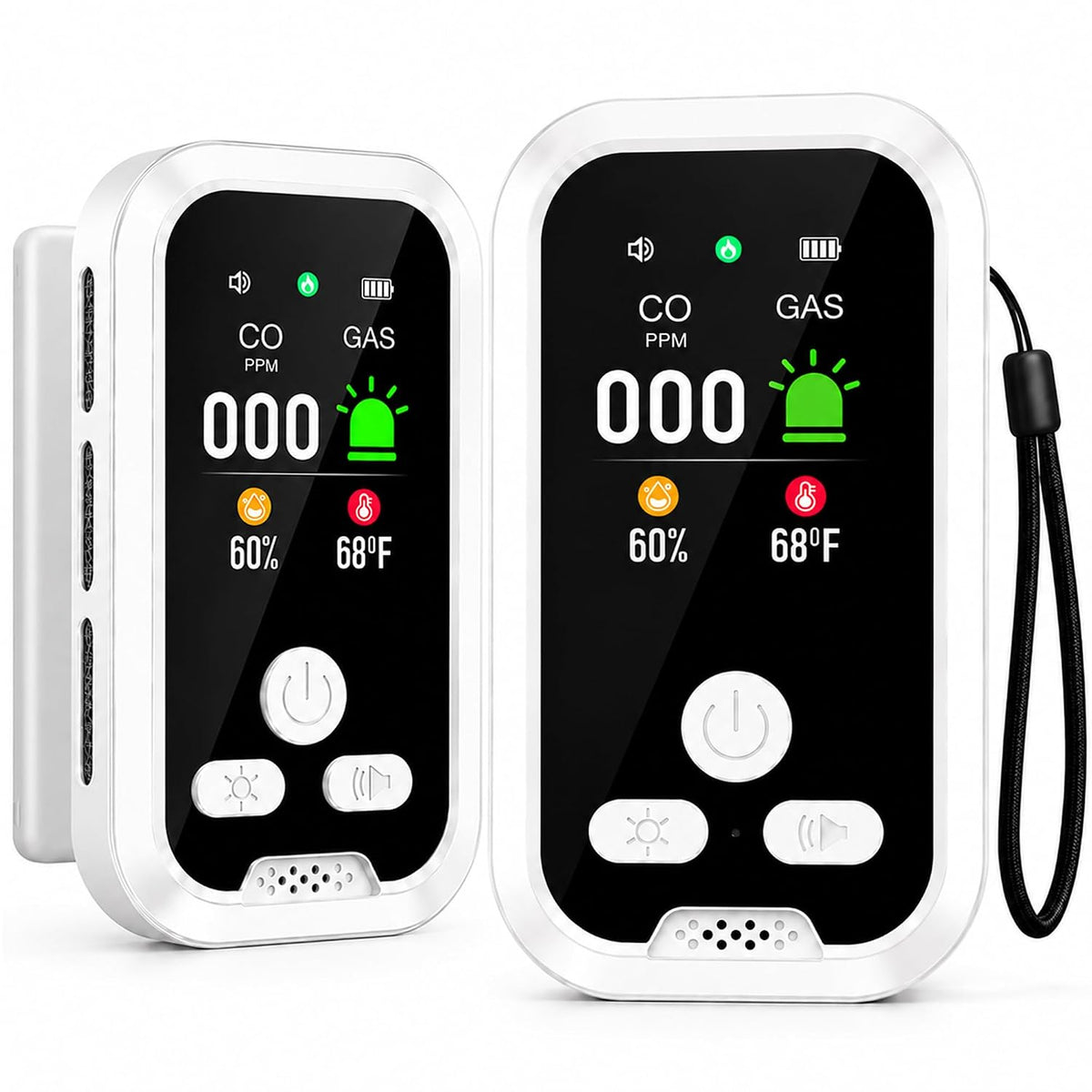 Upgrade Indoor Air Quality Detector Temperature Humidity Meter 2 Pack White