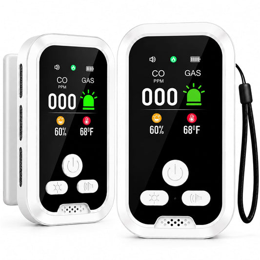 Upgrade Indoor Air Quality Detector Temperature Humidity Meter 2 Pack White