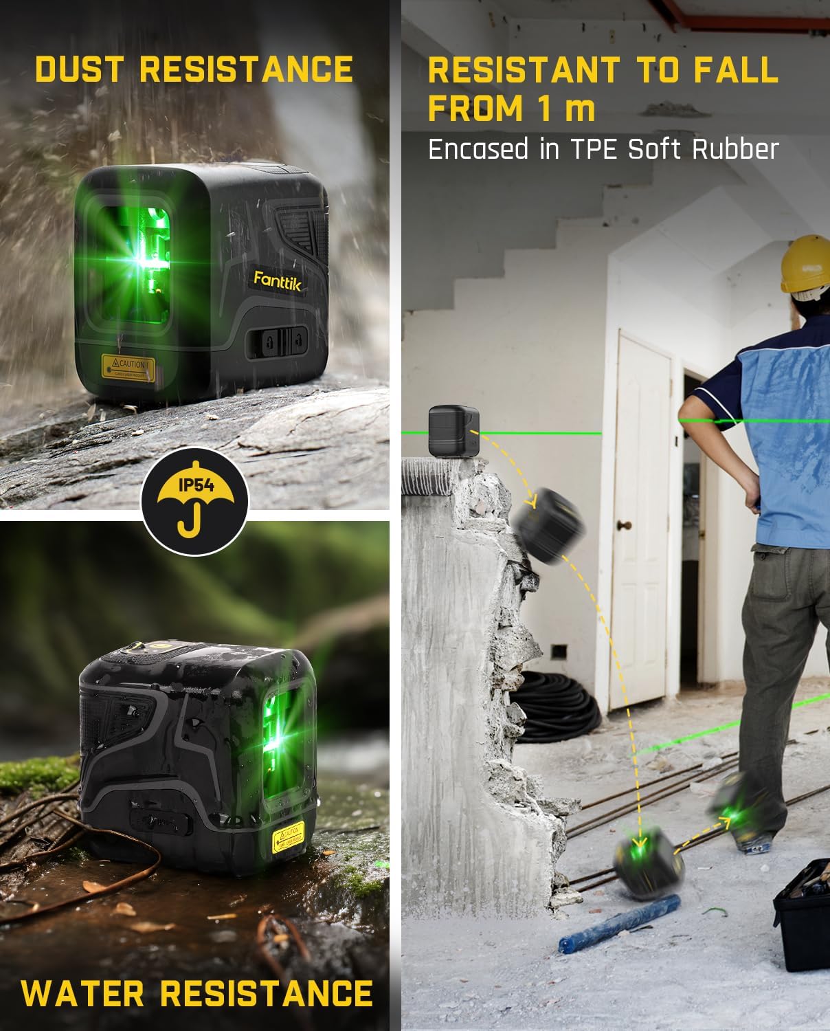 Fanttik D2 Pocket Green Laser Level for Picture Hanging and Home DIY | 100 ft Self-Leveling Cross Line, Type-C Rechargeable, Rotatable 360 Degree, Pulse Mode, Magnetic Bracket, Carrying Pouch