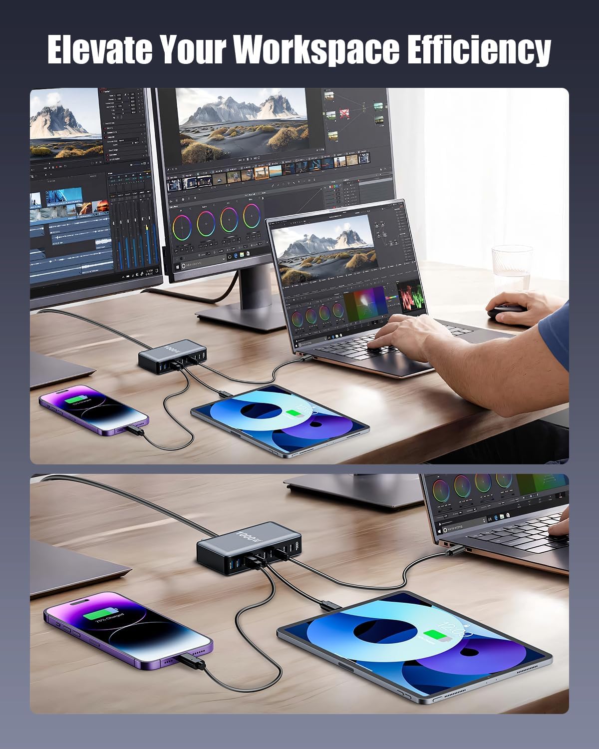 USB C Charger 1000W USB C Charger Block,Upgraded GaN IV 10-Port Charging Station Hub,Travel Essentials 140W Fast Charging Laptop Adapter for MacBook Pro/Air,DELL,Steam Deck,iPhone 17/16,Galaxy S25/24