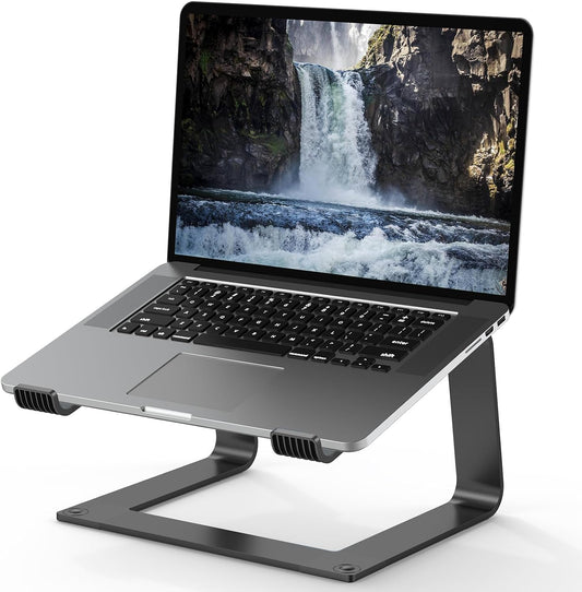 Tonmom Laptop Stand for Desk, Aluminum Laptop Riser Holder | Removable Metal Notebook Stand Ventilated Cooling Computer Riser Compatible with 10-15.6” Laptops