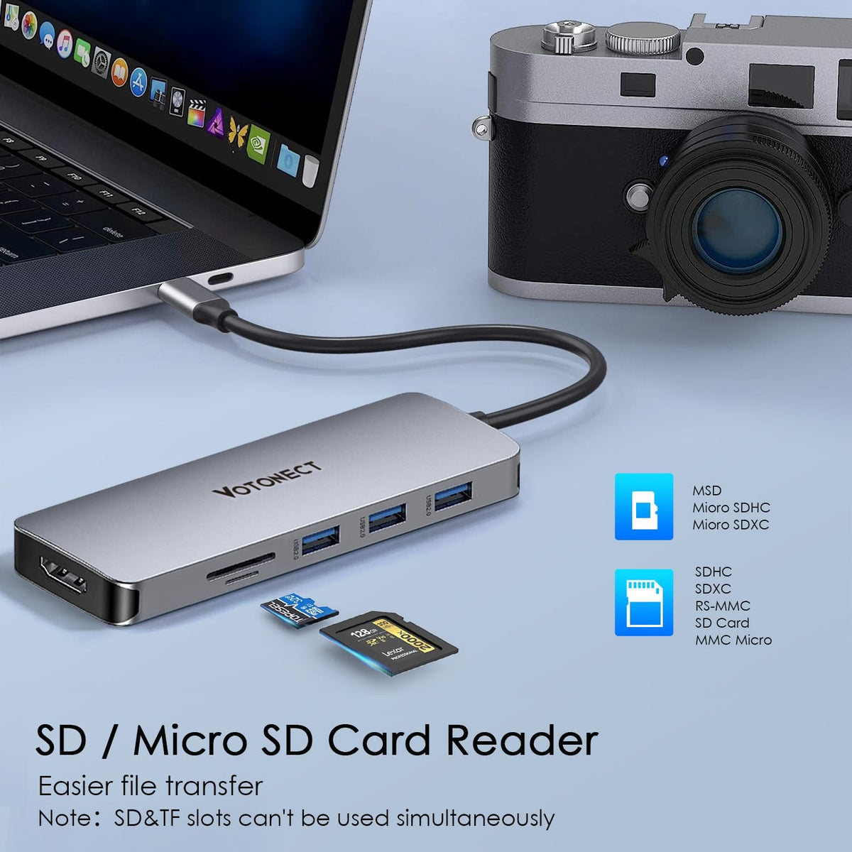 USB C Hub 10-in-1 with 4K HDMI Adapter, SD/TF Card Reader, 100W PD Charging, 2 USB 3.0 Ports, and 3 USB 2.0 Ports for MacBook Pro/Air, Dell XPS, Lenovo ThinkPad, etc.