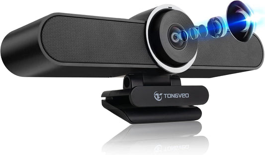 TONGVEO 4K Webcam Conference Call Room Web Camera with Dual Microphones &Speaker, | All-in-One USB Video Camera, 116° Wide Angle, AI Auto Framing | Compatible with Zoom, OBS