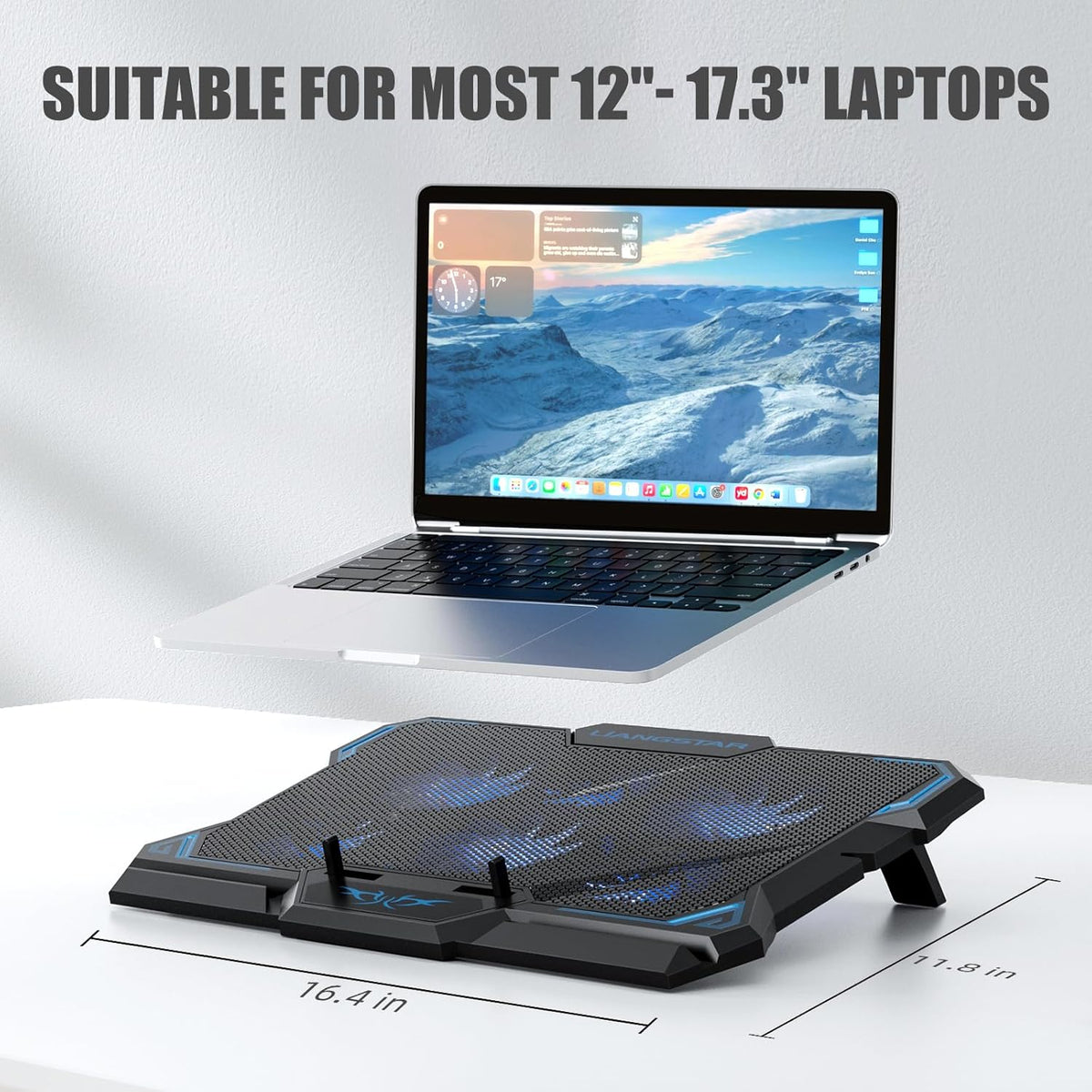 Laptop Cooling Pad, Laptop Cooler with 6 Quiet Led Fans for 15.6-17 Inch Laptop Cooling Fan Stand, Portable Ultra Slim USB Powered Gaming Laptop Cooling Pad, Switch Control Fan Speed Function