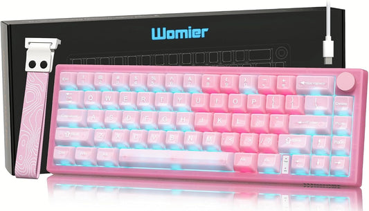 Womier 60% Keyboard QMK/VIA, Pink Gaming Mechanical Keyboard Creamy