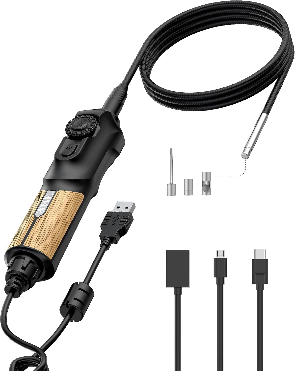 THINKCAR TES102 Endoscope Inspection Camera, 5.5mm 2MP HD Borescope | 6 Adjustable LED Light, IP67 Waterproof, One Click Snapshot, 35.43'' Semi-Rigid Cable, Compatible with PC & Thinkcar Scanners