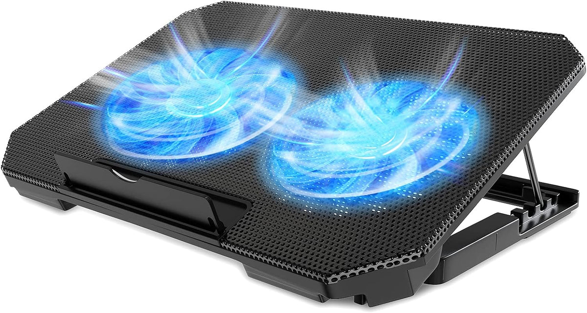 LIENS Laptop Cooling Pad with Adjustable Height Two 5.1 Inches Fan 2 USB Ports Suitable for 12"-15.6" Laptops（Black）