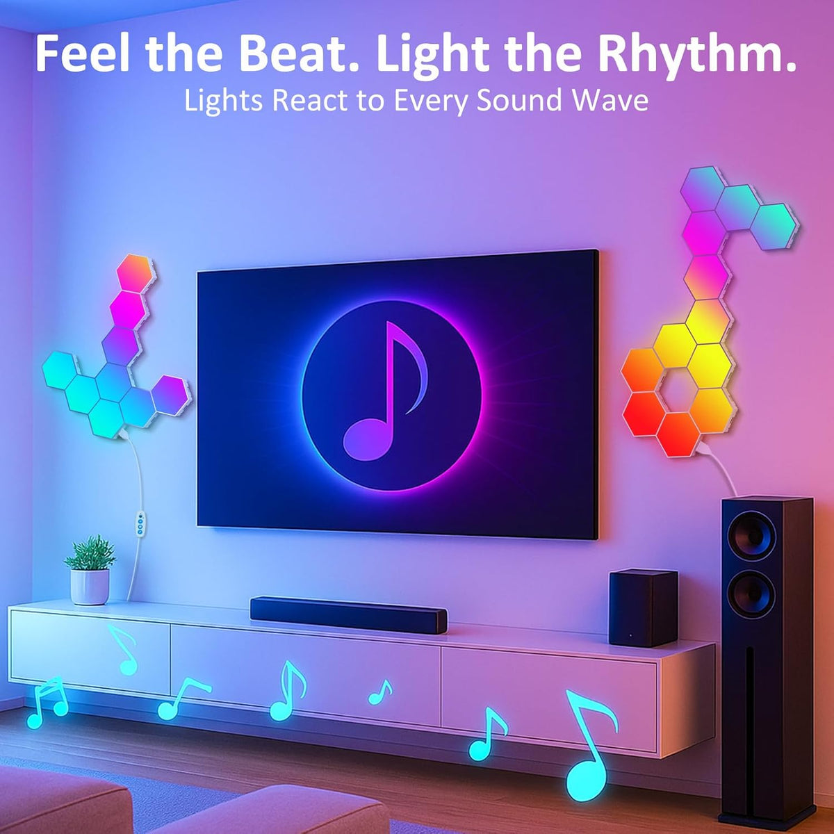 Hexa Light Panels, RGB Hexagon LED Wall Lights, Smart Home Creative Wall Lighting with Music Sync, Modular LED Light Panels for Room Decor & Wall Decor, 20 Pack