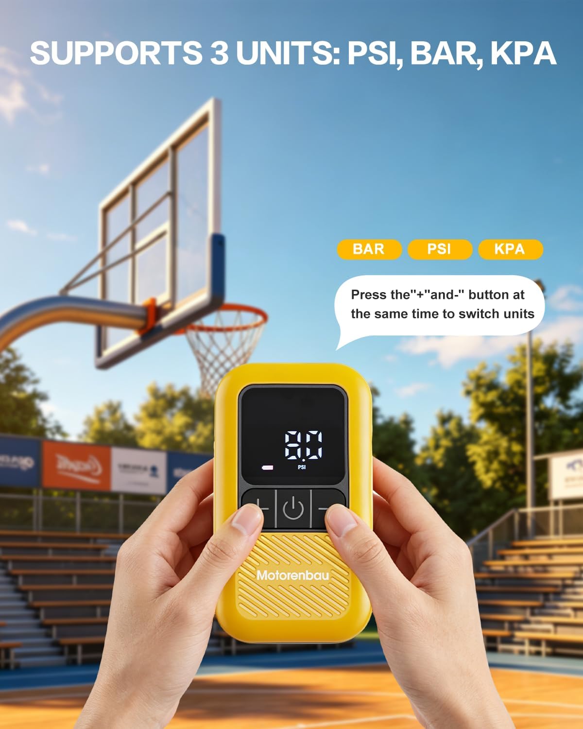 Electric Ball Pump for Sports Balls with LCD Display & LED Light | 3-17PSI Basketball Pump Fast Auto Inflation with 4 Needles, Preset Pressure for Soccer Football Volleyball