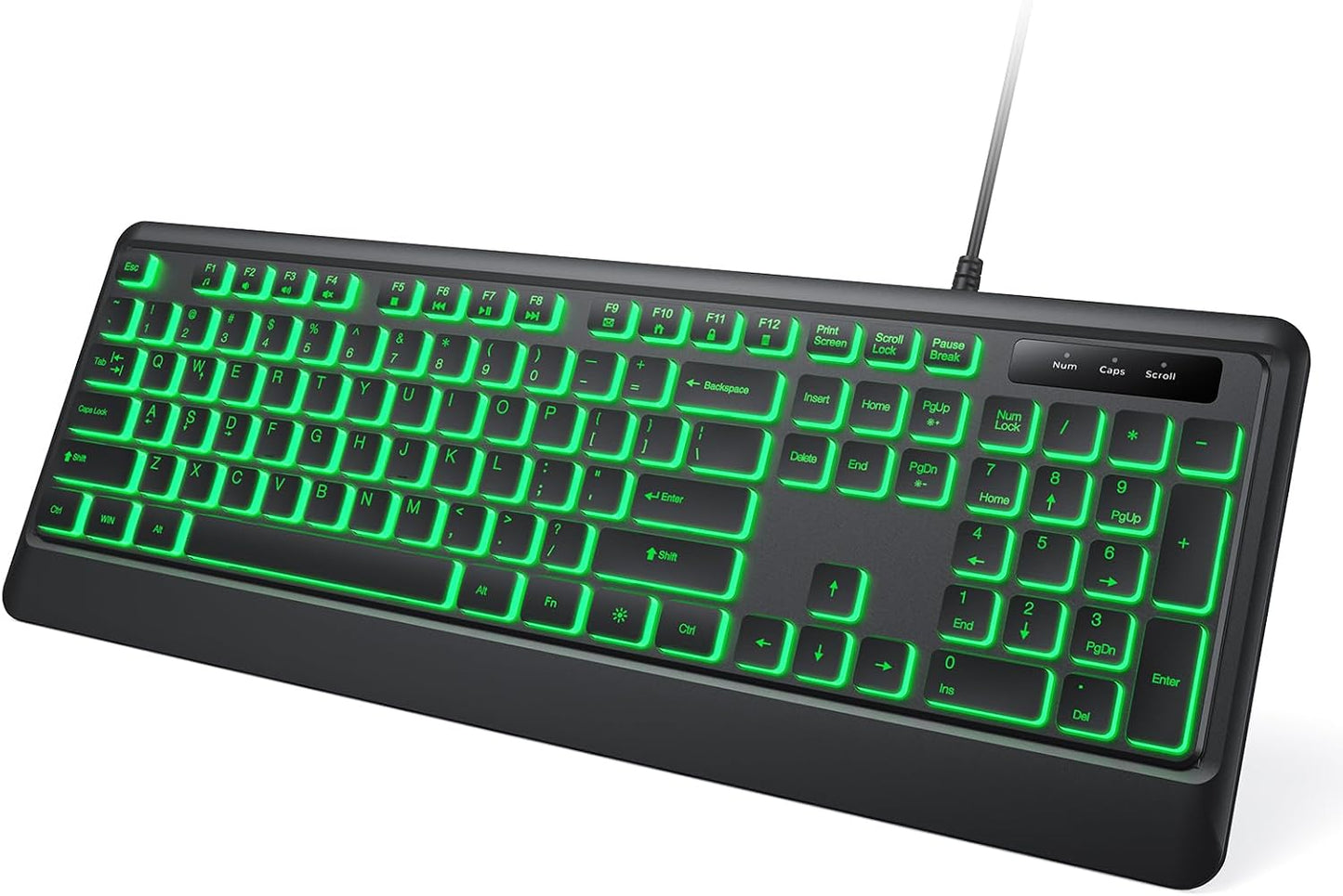 Luzarriba Backlit Computer Keyboards, Wired USB LED Keyboard with 7 Colors Backlight, Plug and Play, Waterproof, Full Size Quiet Computer Keyboard for Windows Desktop, PC, Laptop, Gaming