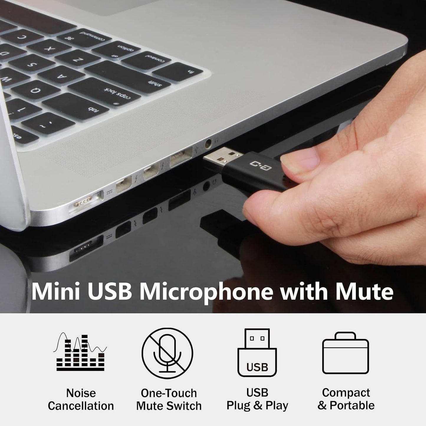Upgrade USB Microphone with Touch Mute for Laptop & Desktop Computer | Plug-and-Play Condenser Mic with Mute LED Indicator, Clear Audio for Calls, Meetings, Study & Travel