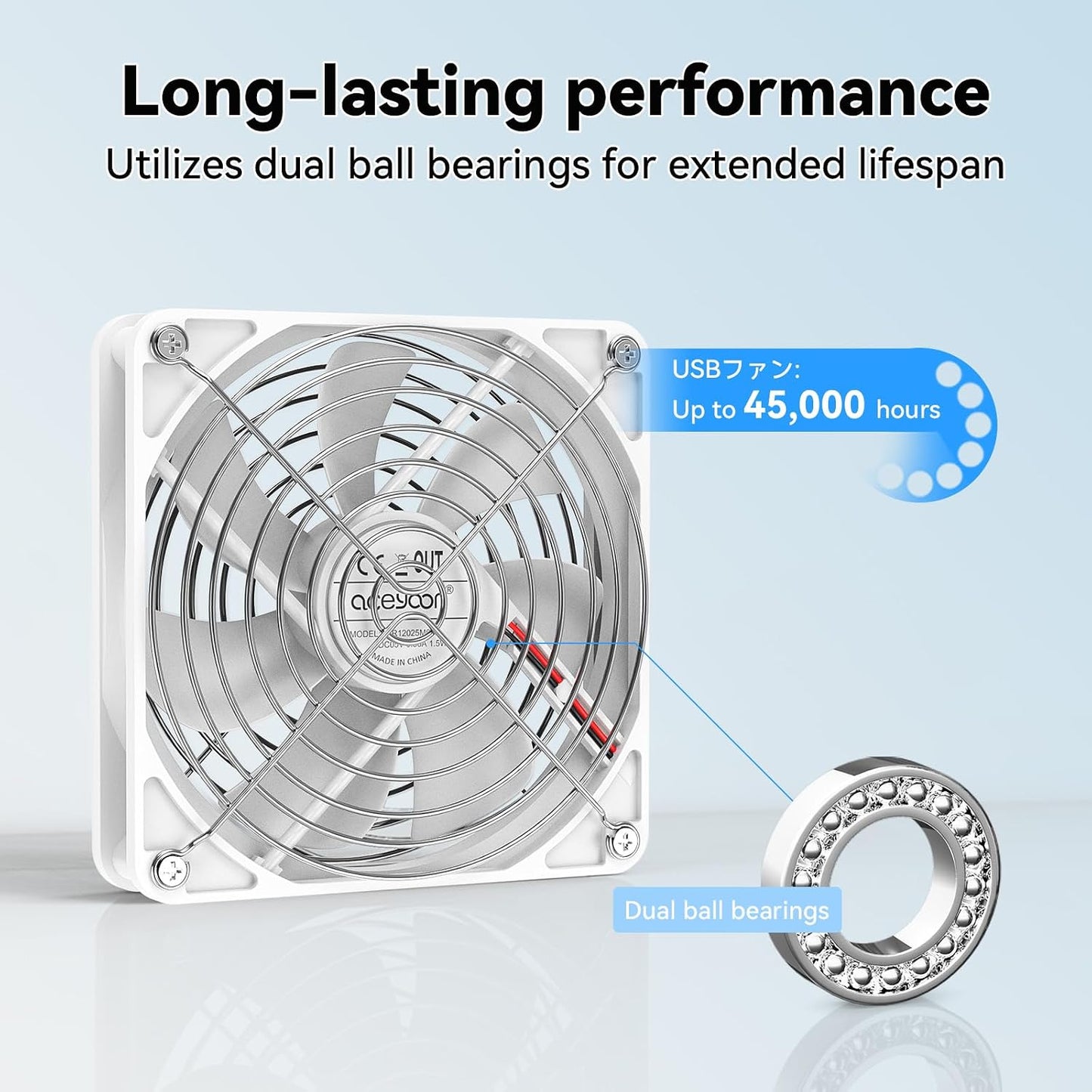 aceyoon 120mm USB Fan, 5V Computer Cooling Fan with Speed Control Portable Mini USB Fan for Laptop Receiver DVR Xbox TV Box Computer Cabinet Cooling, White