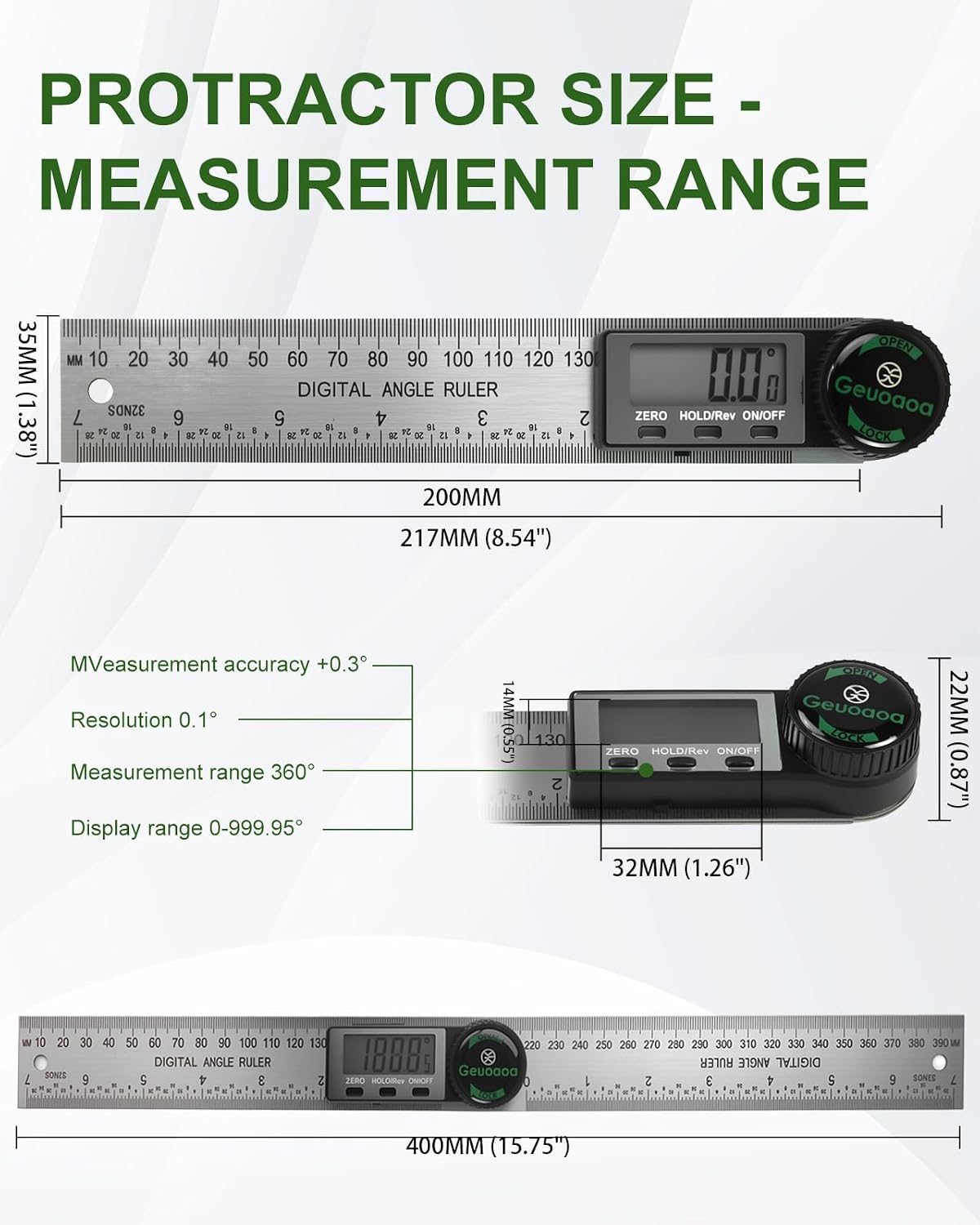 Digital Angle Finder Tool Stainless Steel, 2 Batteries Protractor | 7inch/200mm Angle Gauge Woodworking Tool for Carpenter Construction Diy Measuring