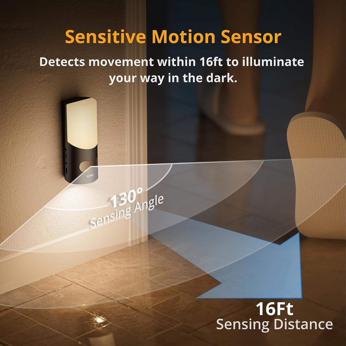 Lyridz Rechargeable Motion Sensor Wall Sconce Night Light, 2 Pack