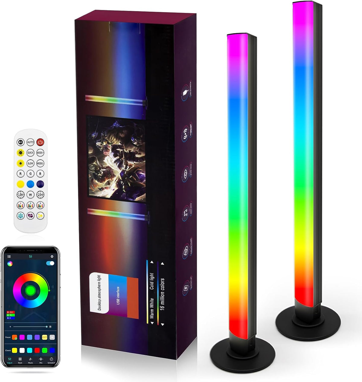 Smart Light Bar, RGB IC LED Lights Bars for Living Room Gaming TV Backlight