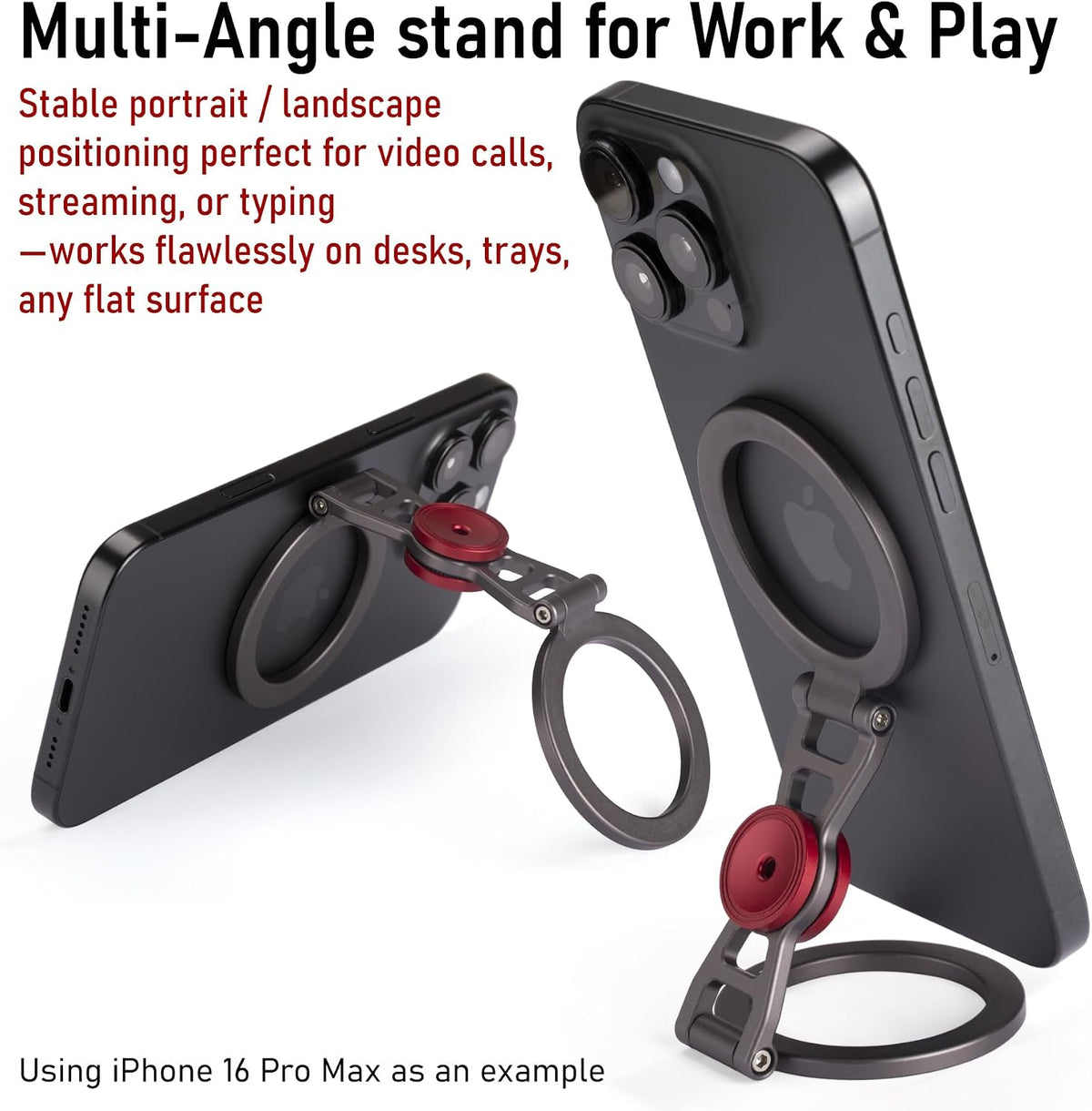 Magnetic Phone Stand & Fidget Spinner Combo– Hands-Free Holder for iPhone 12-17/MagSafe Cases – Dual Magnetic Rings, Strong Adhesion, Stress Relief Accessory for Home/Office/Travel/Gym
