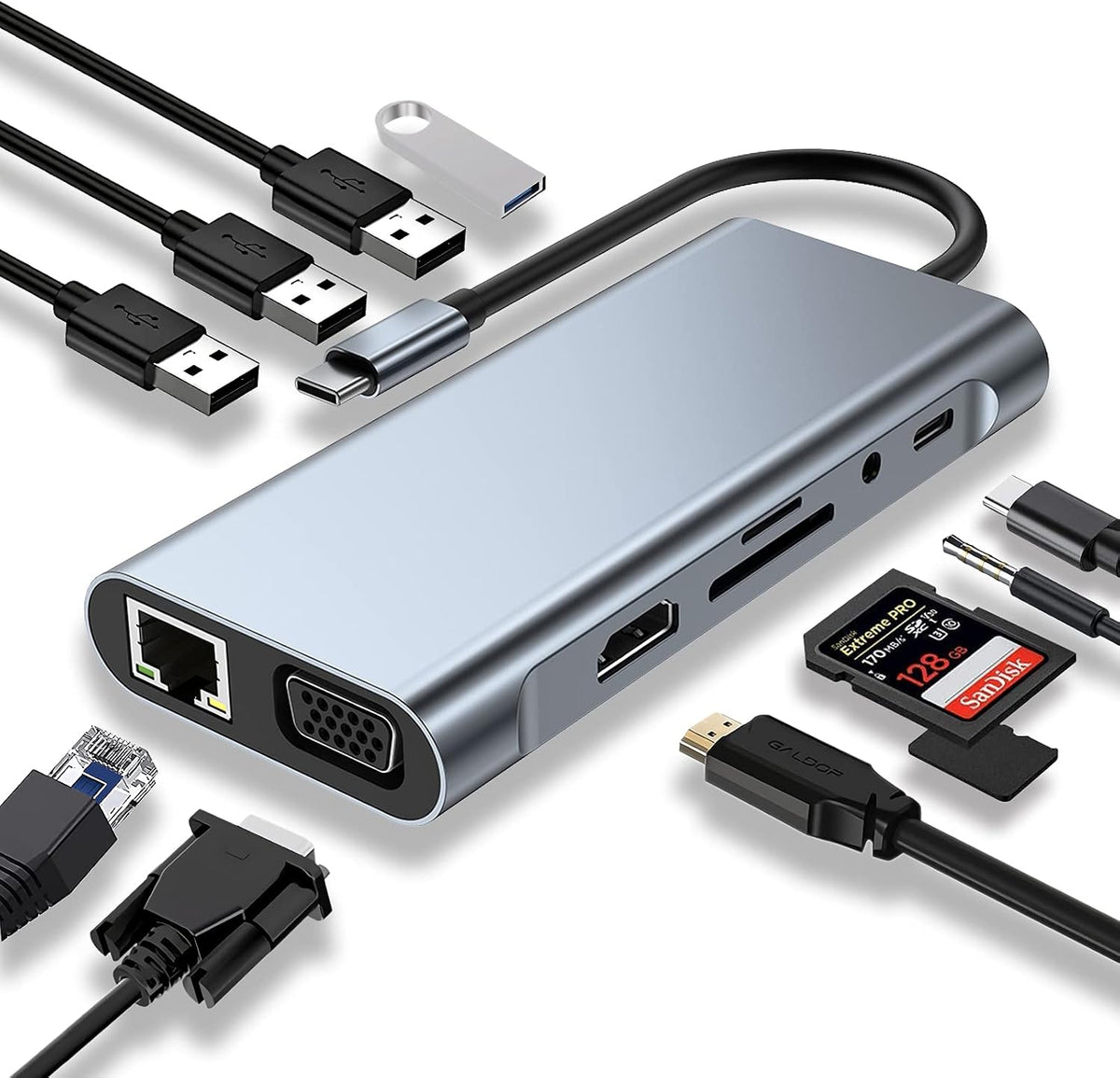 USB C HUB 8 in 1 Docking Station Compatible with MacBook Pro/Air