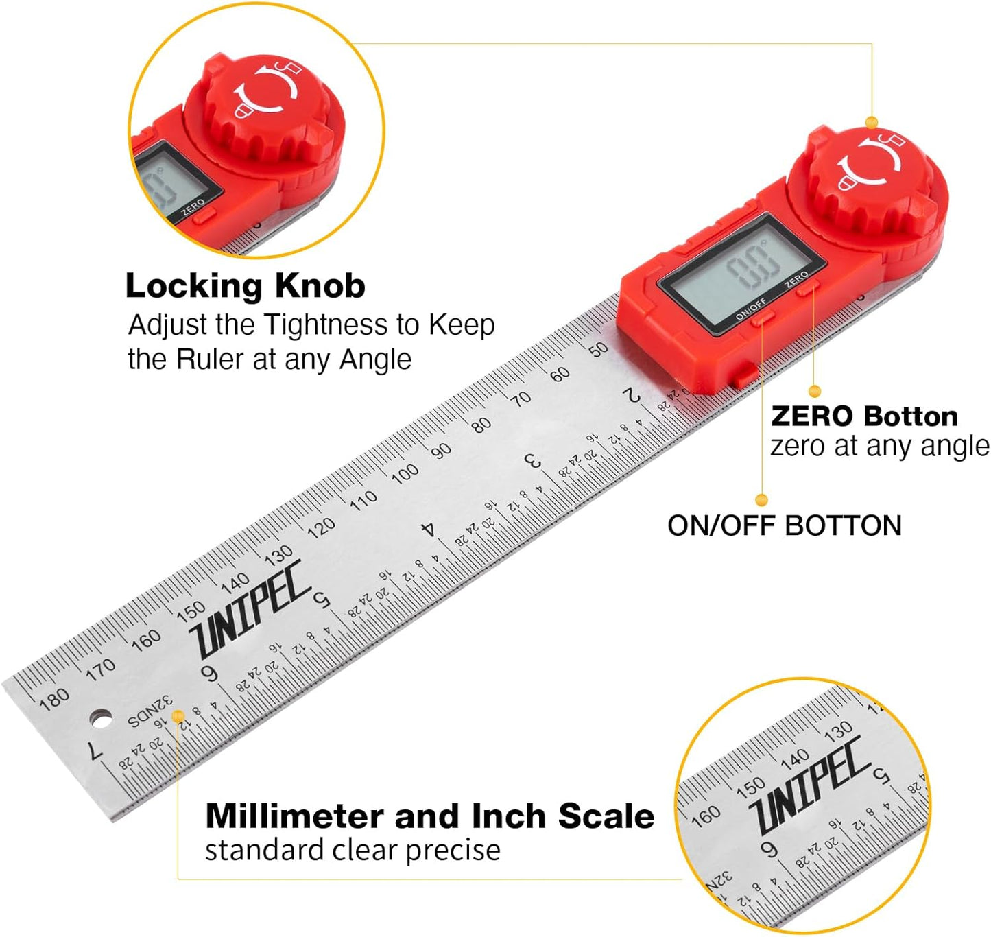 Digital Angle Finder Protractor, Angle Finder Ruler,Stainless steel 7inch 200mm, Angle Measuring Tool for Woodworking,Carpenter,Construction,DIY Measurement (Stainless Steel)