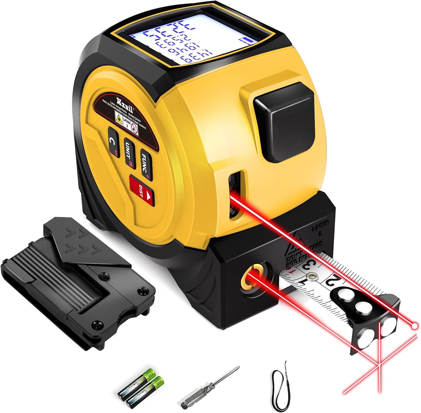 Laser Tape Measure 3 in 1 Laser Rangefinder Tape Measure | 131ft Laser Distance Meter & 16ft Tape Measure for Home Diy Pythagorean, Area, Volum, Multi-Unit Conversion (Ft/Ft+in/in)