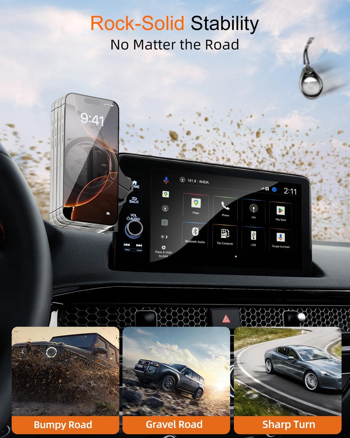 pop-tech Magnetic Phone Holder for Honda Civic 11th Gen 2022 2023 2024 2025 2026, 360° Car Screen Phone Mount Made for Civic Hatchback Sedan Touchscreen, Compatible with Magsafe iPhone Accessories