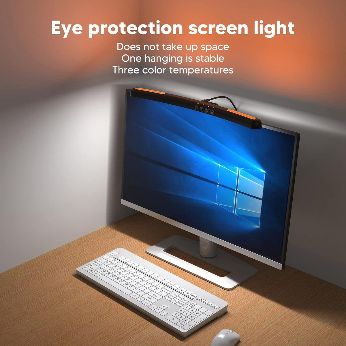Luqeeg Curved Monitor Light Bar, Computer Monitor Lamp, Touch Dimming Screen Light Bar LED Monitor Light Reading Light with 3 Color Temp Modes & 7 Color RGB Adjustable for Office Home