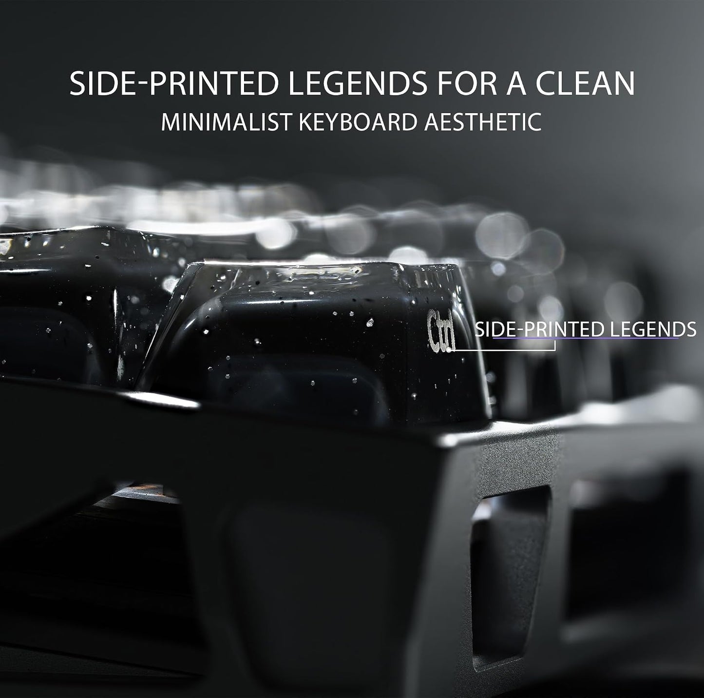 OHY XVX Starry Side-Printed Translucent Black Crystal MDA Profile Keycap Set (Sparkle Finish), 122-Keys Double Shot PC+ABS for MX Switches & ANSI Layout Mechanical Keyboards-Black