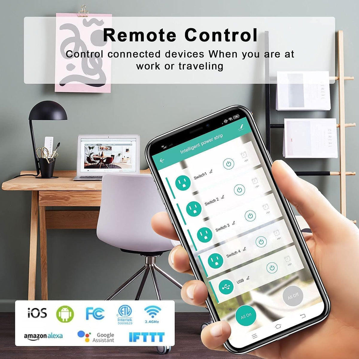 XENON Smart Plug Power Strip，Surge Protector with 4 Individually Controlled Smart Outlets, Voice Control,4 USBs (incl. 20W USB-C), Compatible with Alexa and Google Home,5Ft Extension Cord