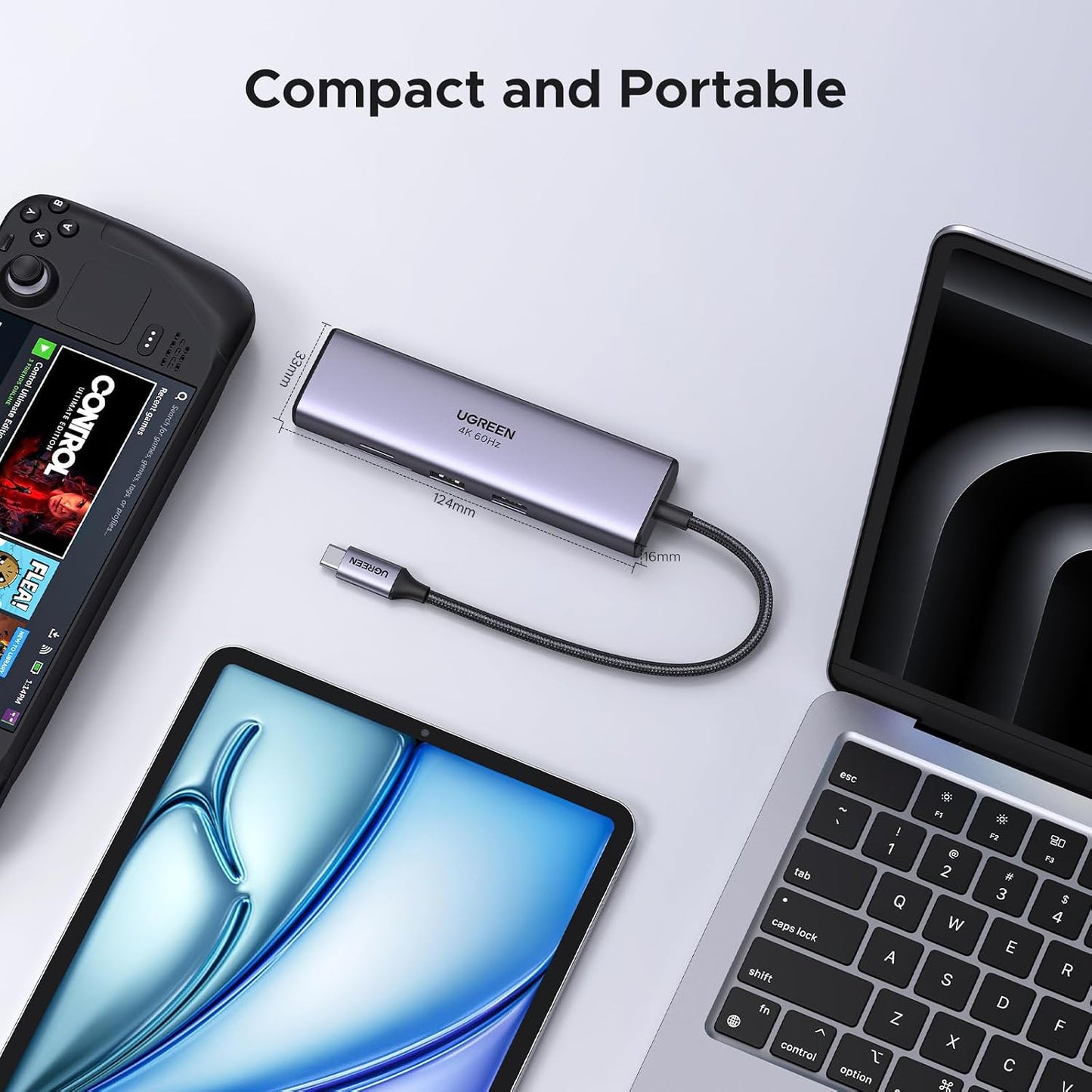 UGREEN Revodok 7 in 1 USB C Hub Gigabit Ethernet Adapter 4K@60Hz HDMI | 100W PD Charging, USB A Data Ports, SD/TF Card Reader Compatible with MacBook Neo/Pro/Air, iPad, Steam Deck