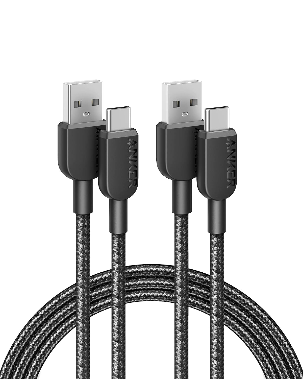 Anker USB A to USB C Cable, Charger Cord (2-Pack, 10 ft, Black) | For iPhone 17 Series, Samsung Galaxy Note10 / S10+ / S10, LG V30, and More