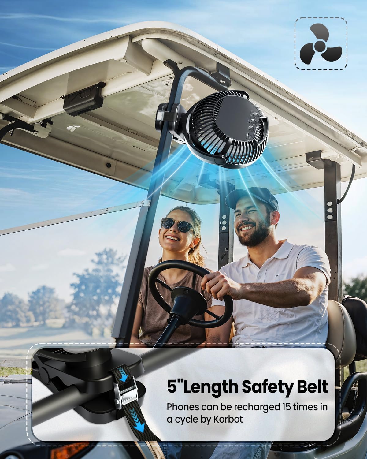 40000mAh Clip on Fan for Golf Cart, Up to 127Hrs Portable Rechargeable Fans | 8-inch Desk Fan with 3 Speeds, 9 LEDs, Remote, Timers, Hook, Battery Operated Fan for Office, Desk, Camping, Treadmill, Tent