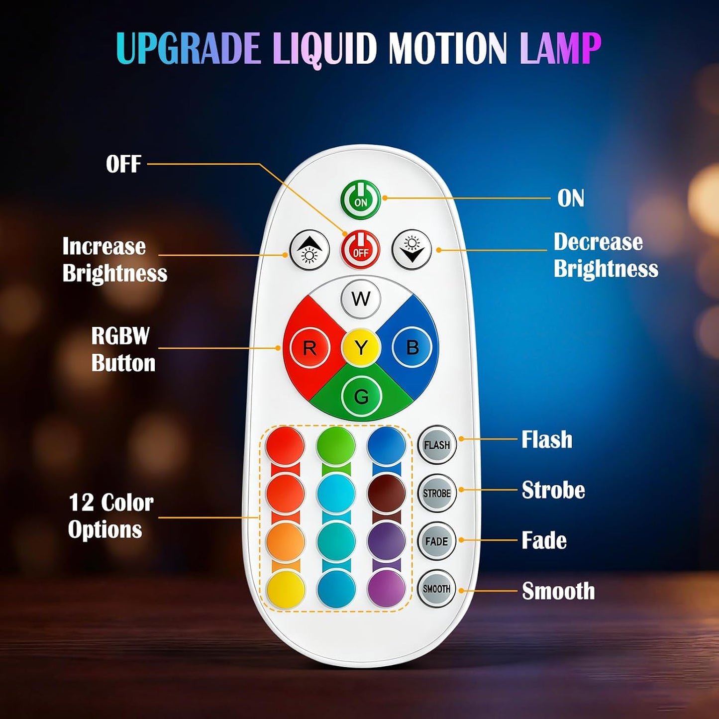 Wankeer 17 Color Changing Liquid Motion Lamp, 13.5 Inch RGB LED Night Light with Remote & Timer for Kids Adults, Ambient Mood Light Table Lamp for Relaxing & Bedroom, Living Room, Office, Home Docor